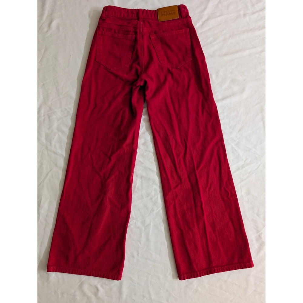 Princess Polly XX Red Wide Leg High Waisted Denim Jeans Juniors Womens Size 0 - Picture 2 of 16